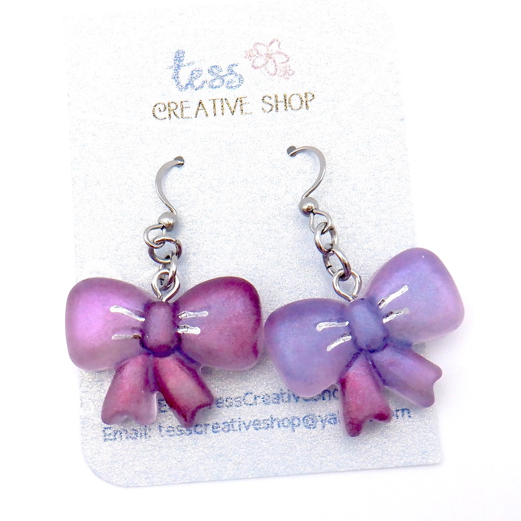 Handmade Resin Bow Earrings New